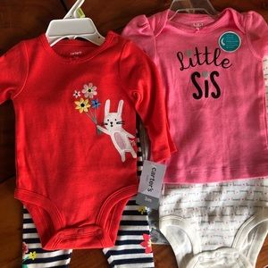 Carters Baby Girl Lot of 2 Sets 3 Mos